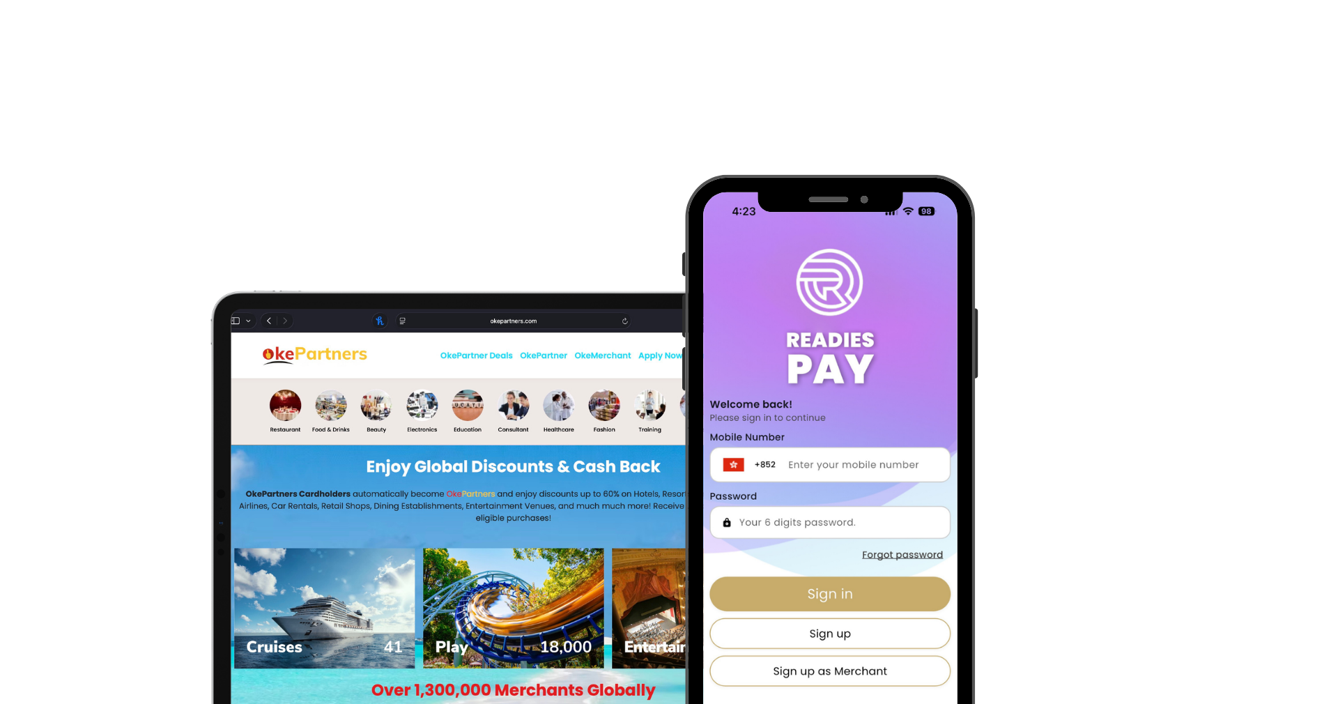 READIES OkePartners tablet and READIES PAY phone